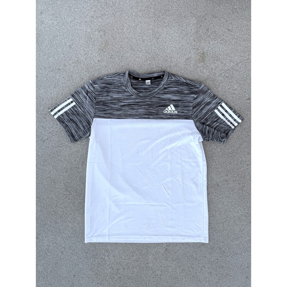 Adidas Climalite Mens Small T-Shirt - White/Grey Colorblock Athletics Tee